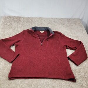 WOOLRICH Men's Red Heathered Fleece 1/4 Zip Pullover Sweater Size XL